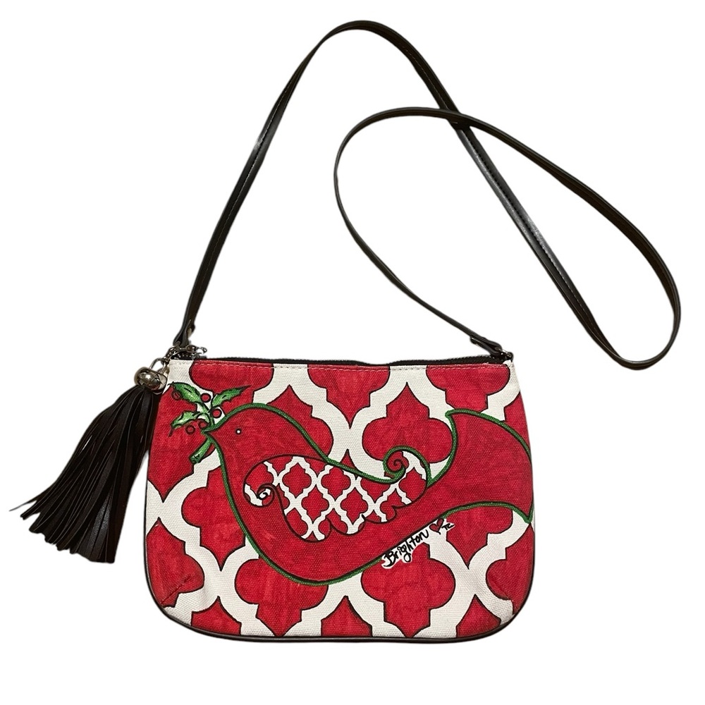 Brighton Christmas Canvas Crossbody, EUC